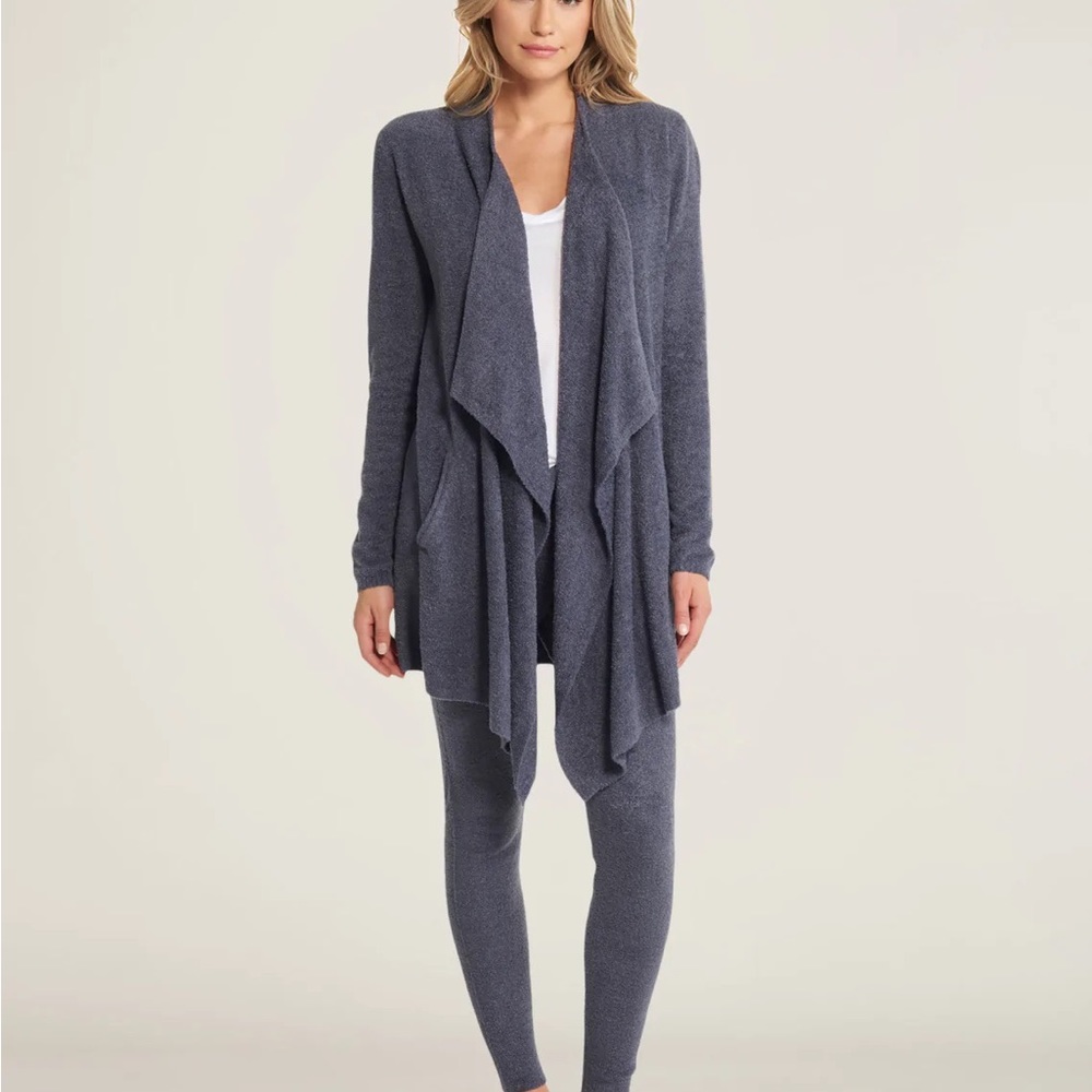 Barefoot Dreams Women’s Charcoal Cozy Draped Open Cardigan